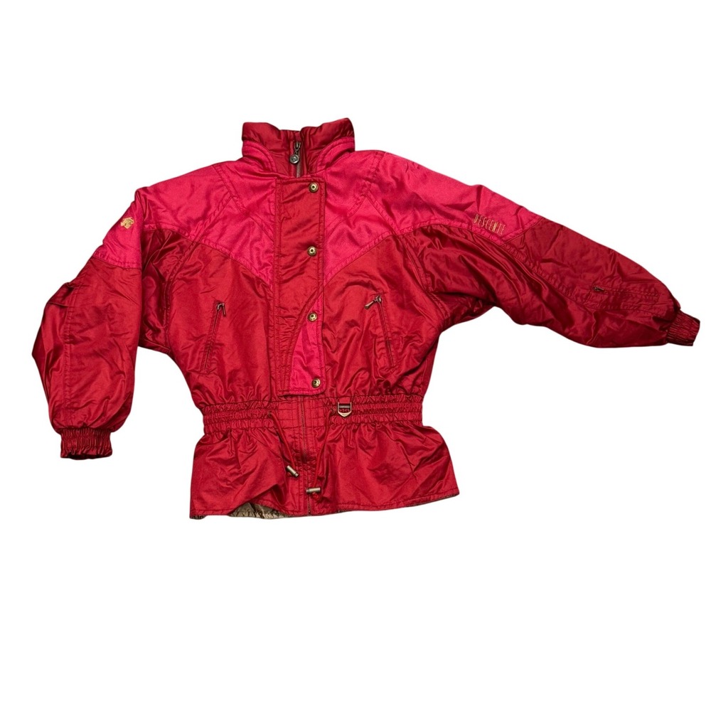 Vintage Descente Red Ski Jacket 80s 90s Batwing Sleeve Women Size L XL